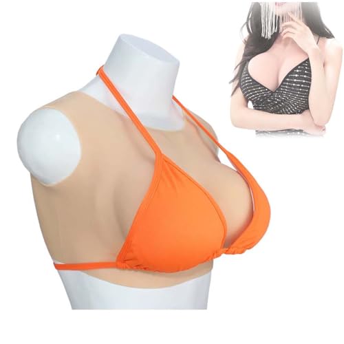 Adima Silikon Brustplatte Runde Kragen Silikon Gefälschte Titten Mastektomieprothese Für Crossdresser Drag Queen,Wheat Color,E von Adima