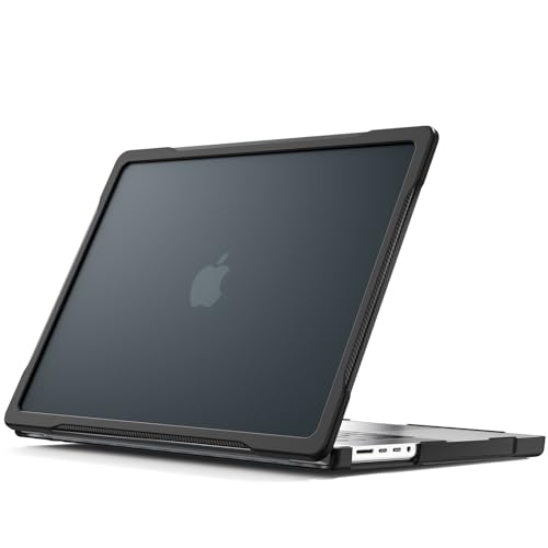 Hülle für MacBook Pro 16" 2023 2022 2021 M3 A2991 M2 A2780 M1 A2485 Pro Max Chip, Stoßfeste Kratzfeste Schutzhülle (Anti-Fingerabdruck) Hülle mit TPU-Rahmen,Black von AdirMi