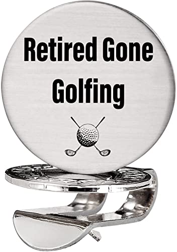 Advivio Retired Gone Golfing – lustiger Golfball-Marker mit magnetischem Hutclip, Edelstahl-Golf-Marker-Zubehör, Geschenke im Ruhestand für Vater, Männer, Golfer, Golf-Liebhaber von Advivio