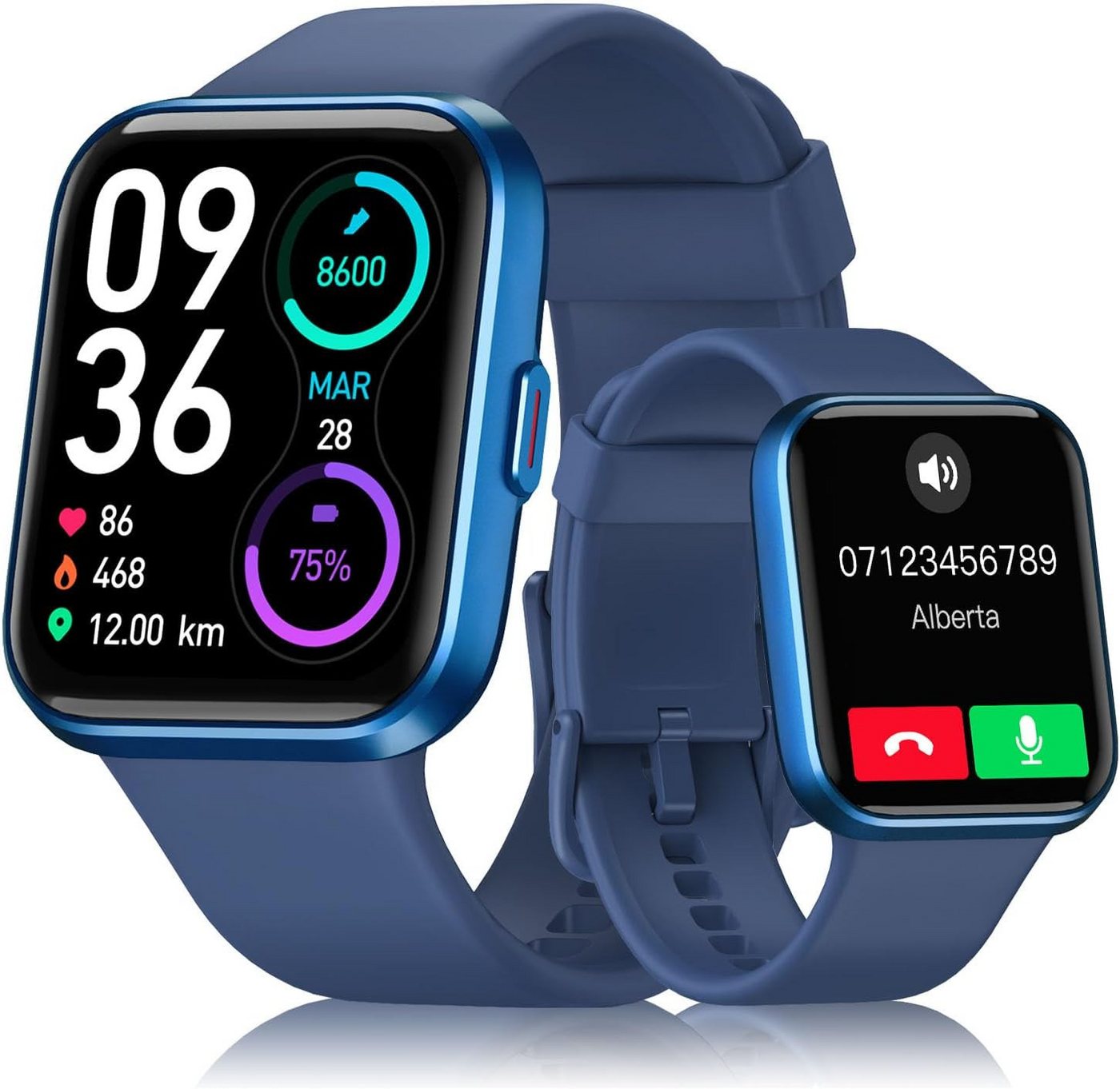 Aeac Smartwatch (1,8 Zoll, Android, iOS), mit Telefonfunktion,Schrittzähler Uhr, Alexa,60+Sportmodus,Pulsmesser von Aeac