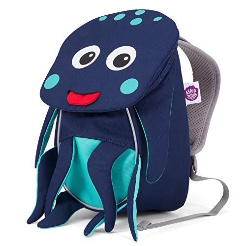 Affenzahn Kleiner Freund Kindergarten-Rucksack für 1-3 Jährige Ergonomisch Reflektierend Ziehzunge mit Namensschild Oktopus - Petrol von Affenzahn