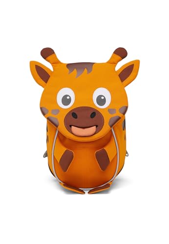 Affenzahn Kleiner Freund Kindergarten-Rucksack für 1-3 Jährige Ergonomisch Reflektierend Ziehzunge mit Namensschild Giraffe - Orange von Affenzahn