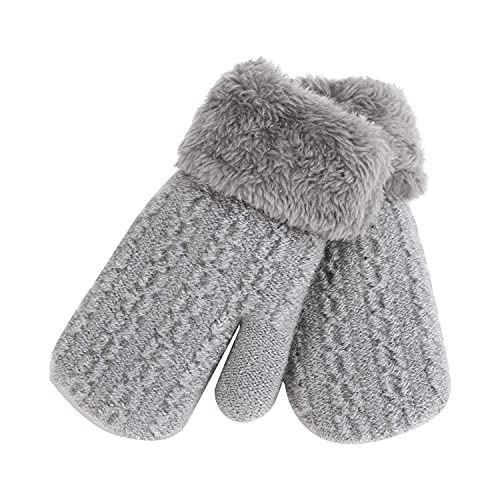 AfinderDE Kinder Kleinkind Baby Winter Fausthandschuhe Doppel Strickhandschuhe Fingerlos Handschuhe Jungen Mädchen Warme Vollfingerhandschuhe Infant Verdicken Strick Handschuhe für 1-4 Jahren von AfinderDE