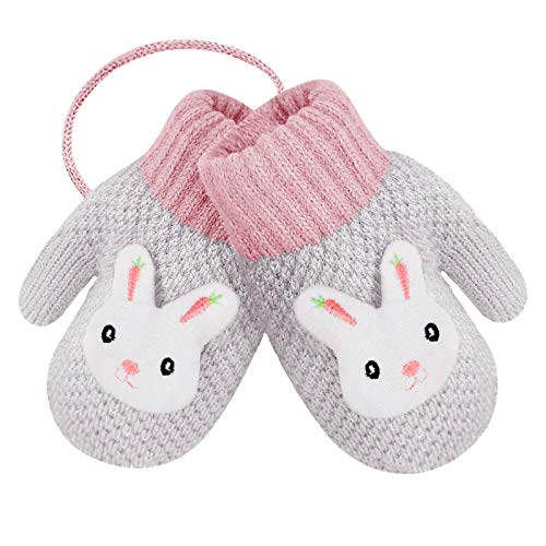 AfinderDE Unisex Kleinkind Baby Fäustel Handschuhe Herbst und Winter Handschuhe für 1-4 Jahren Fäustlinge Handschuhe Doppel Strickhandschuhe verdicken Fahrradhandschuhe mit Warme Plüschefutter von AfinderDE