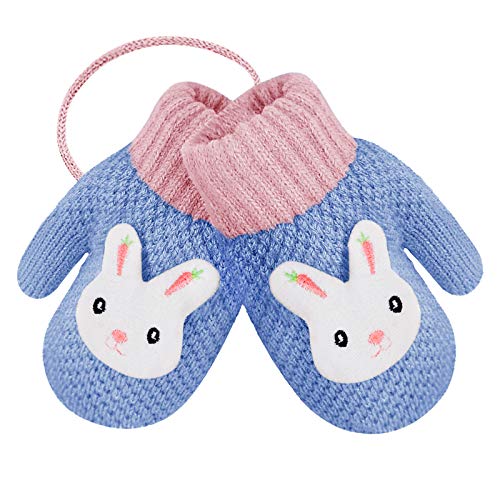 AfinderDE Unisex Kleinkind Baby Fäustel Handschuhe Herbst und Winter Handschuhe für 1-4 Jahren Fäustlinge Handschuhe Doppel Strickhandschuhe verdicken Fahrradhandschuhe mit Warme Plüschefutter von AfinderDE