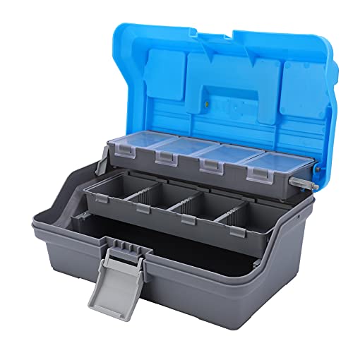 Agatige Angelgerät-Box, tragbare Kunststoff-Aufbewahrungsbox mit 3-stufiger Faltablage, Aufbewahrungsbox für Angelausrüstung mit ergonomischem Griff von Agatige