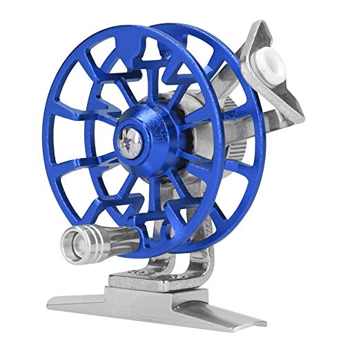Agatige Eisangelrad, tragbares Eisangelrad aus Aluminiumlegierung für Rechtshänder, Fliegenfischen, Rolle, Spule, Tackle Tool(Blau) von Agatige