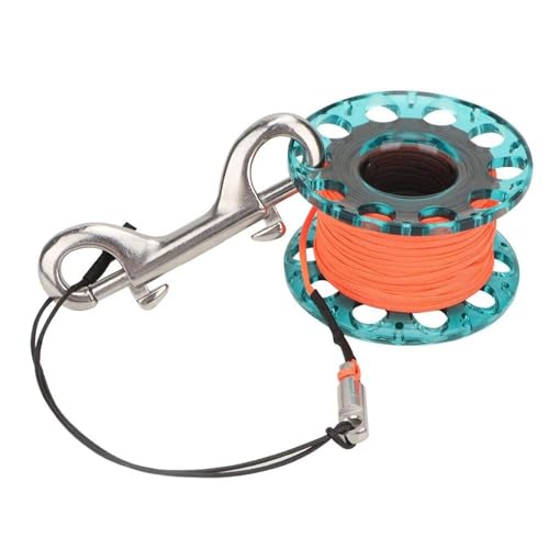 Agatige Tauchen Reel, Langlebige 30m Fingerhaspel Spule zum Tauchen Plastik Schnorcheln Tauchen Finger Spool Reel Taucher Speerfischen Unterwasser Zubehör mit beidseitigem Bolzen Schnappverschluss von Agatige