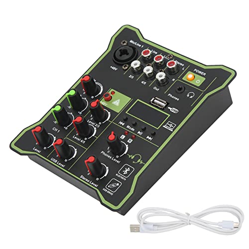 Agatige Mini-Stereo-Audio-Mixer, tragbares 5-Kanal-Mischpult Audio-Mixer-Soundboard-Konsolensystem mit Bluetooth von Agatige