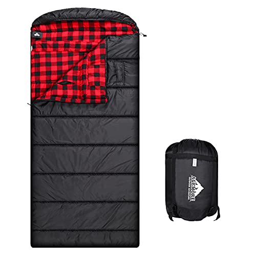 Baumwoll-Flanell-Schlafsack XL für Camping, Umschlag-Schlafsäcke für Erwachsene, 230 x 89 cm, ideal für Reisen in 3–4 Jahreszeiten, wasserdichter Komfort mit Packsack (2.2 kg, rot) von AGEMORE