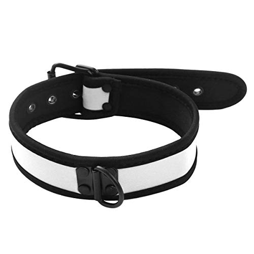 Agoky Weiche Neoprene Halsbänder Choker Kragen Hals Harness mit Metall D-Ring für Haustiere Herren Männer Weiß One Size von Agoky