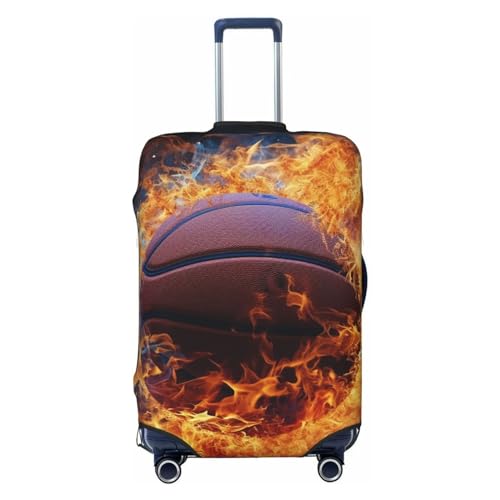 Ahdyr Gepäckabdeckung mit Basketball- und Flammen-Motiv, elastisch, waschbar, Kratzfest, Gepäckhülle, Reisekoffer-Schutz, Gepäckhüllen für 18–32 Zoll Gepäck von Ahdyr
