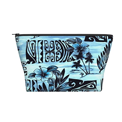 Tragbare Kosmetiktasche Hawaiian Hibiscus Blue Floral Make-up-Tasche Reise-Kulturtasche für Mädchen und Frauen von Ahdyr
