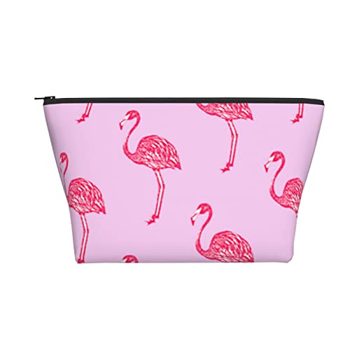 Tragbare Kosmetiktasche Pink Flamingo Together Make-up-Tasche Reise-Kulturtasche für Mädchen und Frauen von Ahdyr