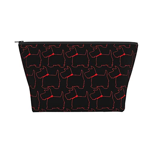 Tragbare Kosmetiktasche Scottie Dog Red Collar Make-up-Tasche Reise-Kulturtasche für Mädchen und Frauen von Ahdyr