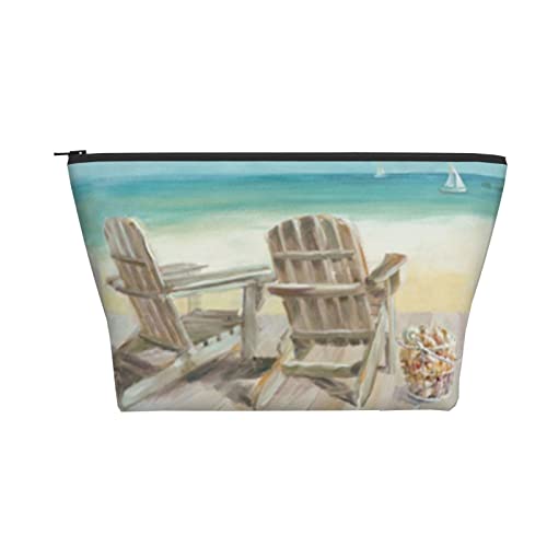Tragbare Kosmetiktasche Seaside Morning Watercolor Art Make-up-Tasche Reise-Kulturtasche für Mädchen und Frauen von Ahdyr