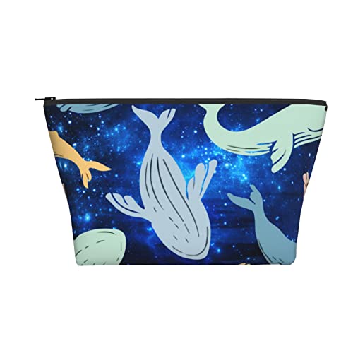 Tragbare Kosmetiktasche Whale Dolphin Galaxy Make-up-Tasche Reise-Kulturtasche für Mädchen und Frauen von Ahdyr