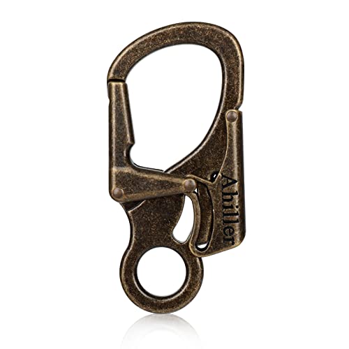 Karabiner, doppelte Verriegelung, 3-Zoll-Legierung kleinen Karabiner für Outdoor-Klettern, Wandern, Camping, Schlüsselanhänger Stil Karabinerhaken [Dunkelbronze-1P] von Ahiller