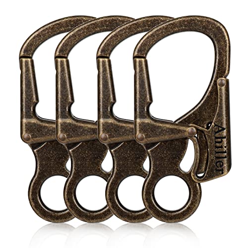 Karabiner, doppelte Verriegelung, 3-Zoll-Legierung kleinen Karabiner für Outdoor-Klettern, Wandern, Camping, Schlüsselanhänger Stil Karabinerhaken [Dunkelbronze-4P] von Ahiller