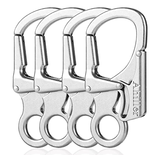 Karabiner, doppelte Verriegelung, 3-Zoll-Legierung kleinen Karabiner für Outdoor-Klettern, Wandern, Camping, Schlüsselanhänger Stil Karabinerhaken [Silbrig-4P] von Ahiller