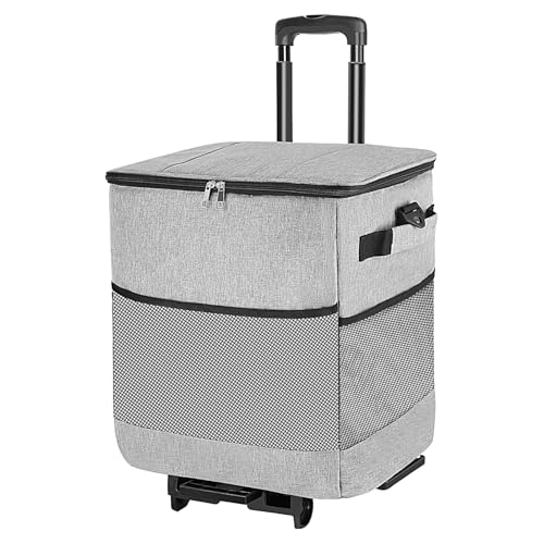 Ahuuen Kühlbox Mit Rädern Und Griff | Kompakte Kühlbox Praktischer Wagen Mit Rädern - Wiederverwendbare Rollenkartonbox mit Wasserdichtem Design für Mittagessen Straße Picknick Reise Outdoor Angeln von Ahuuen