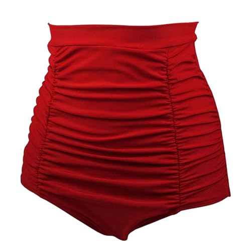 Ailan Badeanzug Unterteil mit hoher Taille für Badebekleidung in reinen Farben. Mehrere Größen erhältlich. Sexy Badeanzug Unterteil aus Nylon mit hoher Taille, Rot, L von Ailan