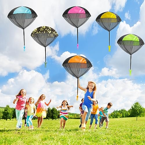 Ainiv Fallschirm Spielzeug Kinder, 6 Stück Fallschirmspringer Spielzeug, Outdoor Spiele für Kinder, Flugspielzeug Fallschirm Kinderspielzeug Wurfspiel Kinder, Mitgebsel Kindergeburtstag Gastgeschenke von Ainiv