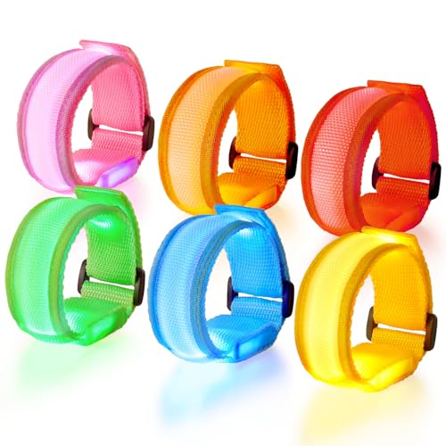 Ainiv 6 Stück LED Leuchtarmbänder Blinkende Armbänder in der Dunkelheit, Armreif für Kinder Erwachsene, Beleuchtendes Spielzeug für Geburtstagsparty Geschenke, Hochzeit, Raves, Konzert, Camping von Ainiv