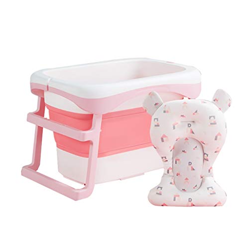 Aintap Faltbare Babybadewanne mit rutschfestem Duschhocker - Tragbares Baby-Badewannenbecken für 0-12 Monate, Rosa von Aintap