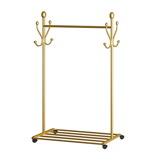 Aintap Metallgarderobe mit Rädern, eleganter freistehender Kleiderbügelständer für Schlafzimmer/Flur (100cm, Gold) von Aintap
