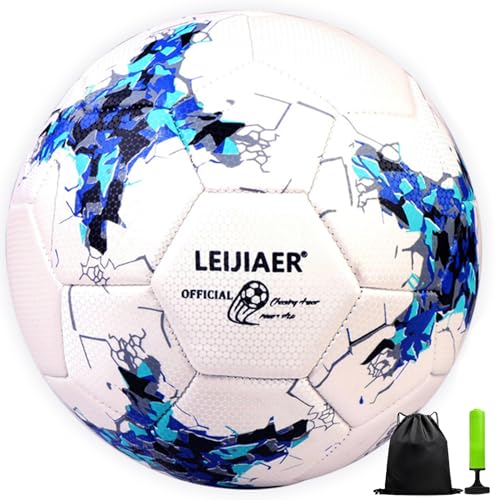 Aipwerer Fußball Ball 5 Größe Wasserdicht Trainingsfußball Matchball Training Ball Freizeitbälle für Fußbälle Trainingsball Herren & Frauen Mit Luftpumpe Gasnadel für Teenager Erwachsene Outdoor von Aipwerer