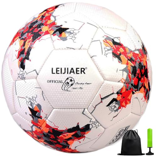 Fußball Ball 5 Größe Wasserdicht Trainingsfußball Matchball Training Ball Freizeitbälle für Fußbälle Trainingsball Herren & Frauen Mit Netz und Luftpumpe Gasnadel für Teenager Erwachsene Outdoor von Aipwerer