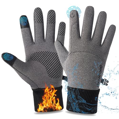 Aipwerer Fahrradhandschuhe Herren Winterhandschuhe Warm,Touchscreen Handschuhe，wasserdichte Handschuhe, Reithandschuhe Damen Für Fussball Laufen, Fahren, Smartphone von Aipwerer