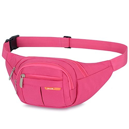 AirZyx wasserdichte Bauchtasche Geeignet für Reise, Sport & alle Outdoor Aktivitäten, Hüfttasche für Damen und Herren, Bauchtasche Wasserdicht Hüfttaschen für Running (Rosa Rot) von AirZyx