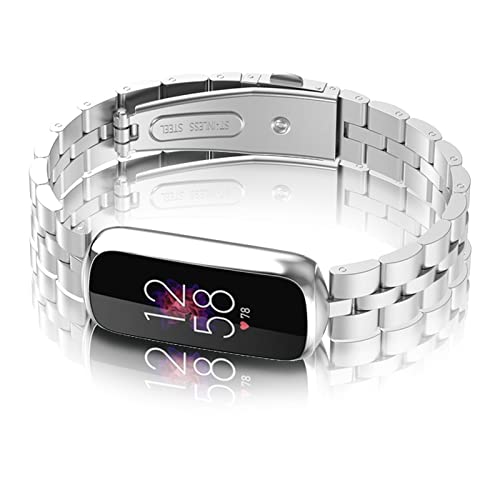 AireWiki Metall Armband Kompatibel mit Fitbit Luxe Watch Armband Edelstahl Für Herren Damen Ersatz mit Schnalle Elegant Uhrenarmband Für Fitbit Luxe (Silber) von AireWiki