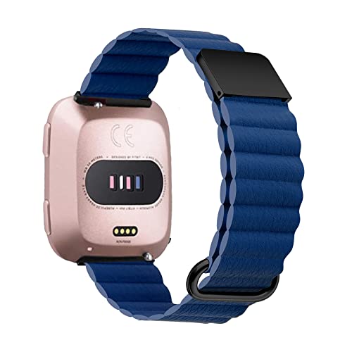 Armband Kompatibel mit Fitbit Versa 3 /Sense /Fitbit Versa 2/Versa Lite Armband Leder Silikon Ersatz Magnetische Für Herren Damen Uhrenarmband (Dunkelblau,Versa 3 /Sense) von AireWiki