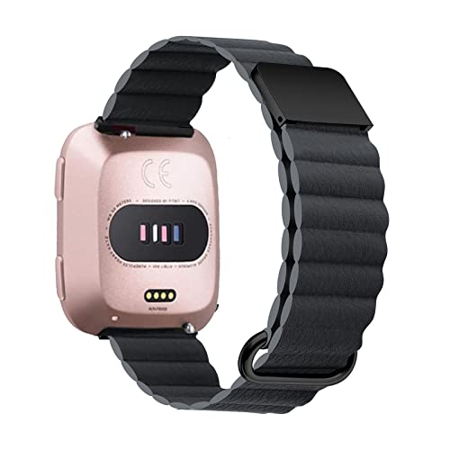 Armband Kompatibel mit Fitbit Versa 3 /Sense /Fitbit Versa 2/Versa Lite Armband Leder Silikon Ersatz Magnetische Für Herren Damen Uhrenarmband (grau,Versa 3 /Sense) von AireWiki