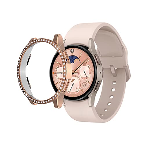 Diamanten Hülle Kompatible mit Samsung Galaxy Watch 4/5 40mm/44mm, Watch 4 Classic 42mm/46mm, Watch 5 Pro Hülle Glitzer 360 Anti Kratz (Roségold,Watch 4 Classic 42mm) von AireWiki