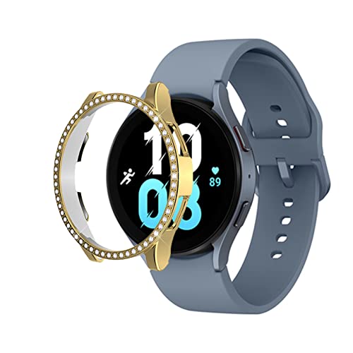 Diamanten Hülle Kompatible mit Samsung Galaxy Watch 4/5 40mm/44mm, Watch 4 Classic 42mm/46mm, Watch 5 Pro Hülle Glitzer 360 Anti Kratz (golden,Watch 4 Classic 46mm) von AireWiki
