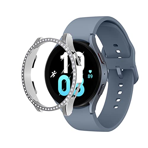 Diamanten Hülle Kompatible mit Samsung Galaxy Watch 4/5 40mm/44mm, Watch 4 Classic 42mm/46mm, Watch 5 Pro Hülle Glitzer 360 Anti Kratz (silbrig,Watch 4 Classic 42mm) von AireWiki