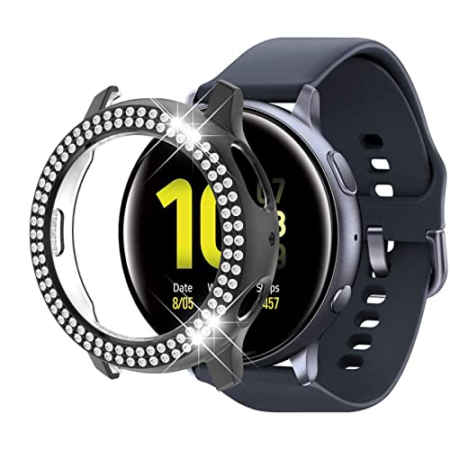 Diamanten Hülle Kompatible mit Samsung Galaxy Watch Active/Active 2 40mm/44mm Hülle Glitzer 360 Rundumschutz Ultradünne Anti Kratz Cover Leicht PC Case (schwarz,Active 2 40mm) von AireWiki