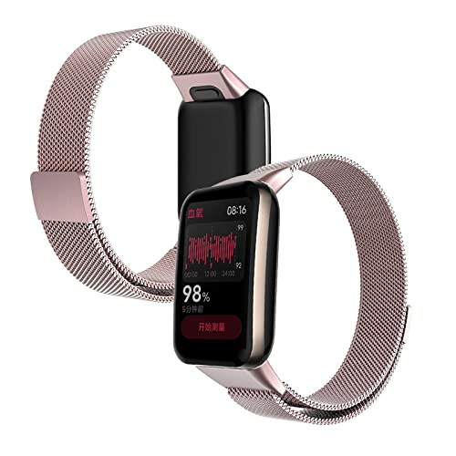 Edelstahl Armband Kompatibel mit Xiaomi Mi Band 7 Pro Armband Metall Ersatz Mesh mit Magnetische Für Herren Damen Uhrenarmband Für Xiaomi Mi Band 7 Pro (Rosa) von AireWiki