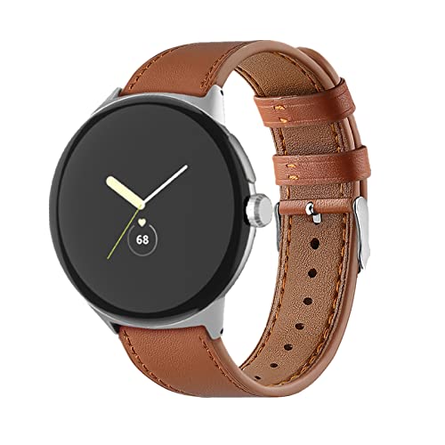Leder Armbänd Kompatibel mit Google Pixel Watch Armband Für Damen Herren Echte Ersatzband mit Uhrenarmband Für Google Pixel Watch (braun) von AireWiki