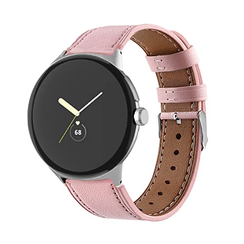Leder Armbänd Kompatibel mit Google Pixel Watch Armband Für Damen Herren Echte Ersatzband mit Uhrenarmband Für Google Pixel Watch (rosa) von AireWiki