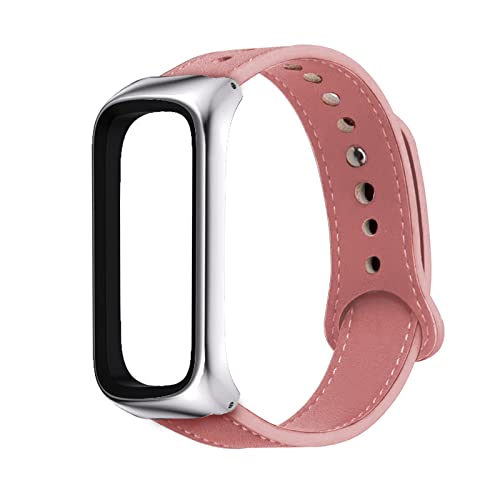 Leder Armbänd Kompatibel mit Samsung Galaxy Fit 2 Armband Für Damen Herren Echte Ersatzband mit Uhrenarmband Für Samsung Galaxy Fit 2 (rosa) von AireWiki