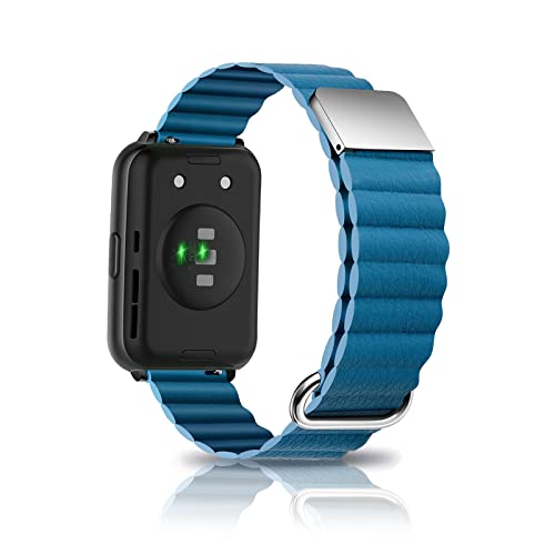 Leder Armband Kompatibel mit Huawei Watch Fit 2 Armband Ersatz Magnetische Für Herren Damen Classic Active Uhrenarmband Für Huawei Watch Fit 2 (blau) von AireWiki