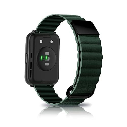 Leder Armband Kompatibel mit Huawei Watch Fit 2 Armband Ersatz Magnetische Für Herren Damen Classic Active Uhrenarmband Für Huawei Watch Fit 2 (grün) von AireWiki