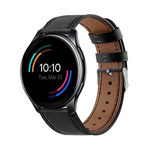 Lederarmband Armbänd Kompatibel mit OnePlus Watch Für Damen Herren Echte Ersatzband mit Uhrenarmband Für OnePlus Watch (Schwarz) von AireWiki