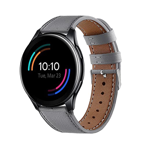 Lederarmband Armbänd Kompatibel mit OnePlus Watch Für Damen Herren Echte Ersatzband mit Uhrenarmband Für OnePlus Watch (grau) von AireWiki