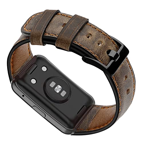 Lederarmband Kompatibel mit Huawei Watch Fit/Watch Fit New Leder Armbänd Für Damen Herren Ersatzband mit Uhrenarmband Für Huawei Watch Fit/Watch Fit New (Kaffee) von AireWiki